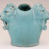 Art Deco ceramic vase with 3 lion heads
