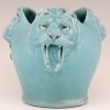 Art Deco ceramic vase with 3 lion heads