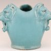 Art Deco ceramic vase with 3 lion heads