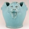 Art Deco ceramic vase with 3 lion heads