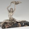 Art Deco sculpture en bronze danseuse aux raisins