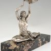 Art Deco bronzen sculptuur danseres met druiven