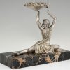 Art Deco bronzen sculptuur danseres met druiven