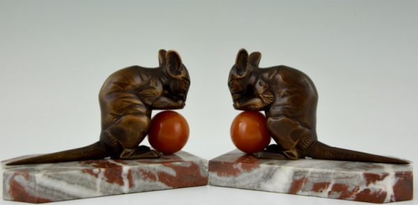 Art Deco mouse bookends