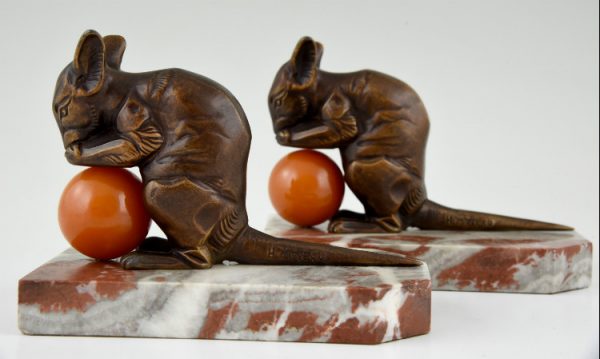 Art Deco mouse bookends