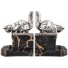 French Art Deco bookends cat and snail.