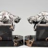 French Art Deco bookends cat and snail.