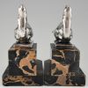 French Art Deco bookends cat and snail.