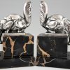 French Art Deco bookends cat and snail.