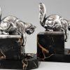 French Art Deco bookends cat and snail.