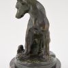 Art Deco bronze sculpture of a puppy staring at a snail.