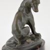 Art Deco bronze sculpture of a puppy staring at a snail.