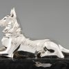 Art Deco silvered bronze sculpture shepherd dog