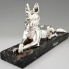 Sculpture bronze argenté Art Deco chien berger