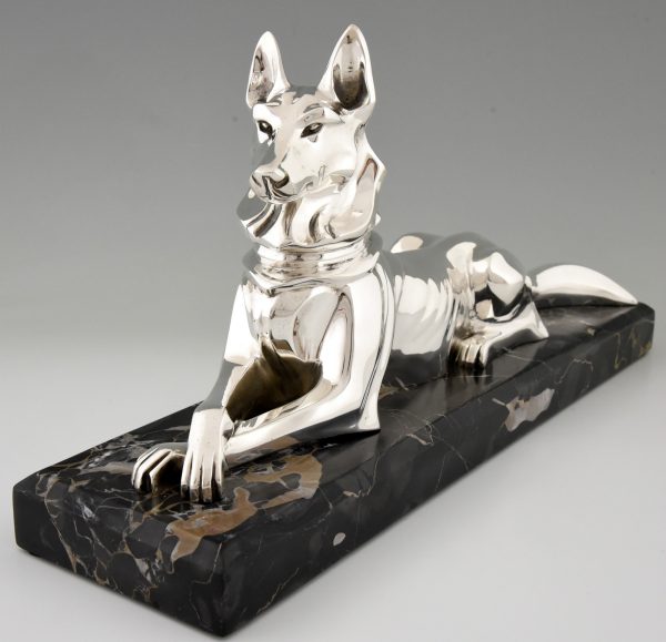 Art Deco Bronze versilbert Schäferhund