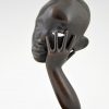 Art Deco bronzen gezicht Afrikaanse vrouw