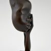 Art Deco Bronze Skulptur Afrikanische Frauenkopf