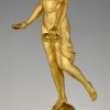 Art Deco sculpture bronze femme aux couronnes de laurier