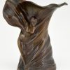 Art Nouveau bronze vase of a dancer Loïe Fuller