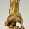 Art Nouveau sculpture bronze doré garçon sur un champignon