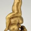 Art Nouveau gilt bronze sculpture boy on a mushroom