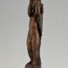 Art Deco bronze sculpture nude boy with boat.
