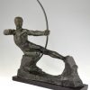 Hercules, Art Deco bronze sculpture male nude archer