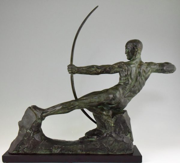 Art Deco Bronze Skulptur Bogenschütze Männlicher Akt