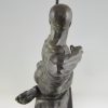 Hercules, Art Deco bronze sculpture male nude archer