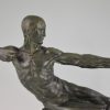 Art Deco bronzen beeld boogschutter mannelijk naakt