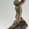 Imploration, Art Deco bronze sculpture of a male nude