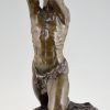 Smeekbede, Art Deco bronzen sculptuur mannelijk naakt
