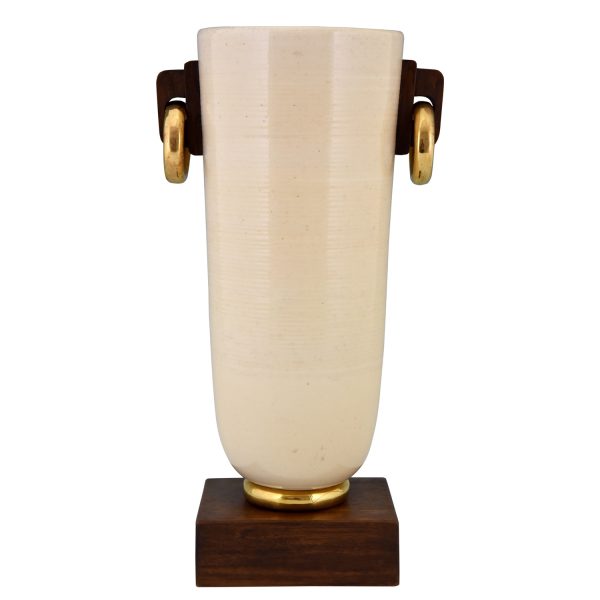 Vase Art Deco céramique et bois