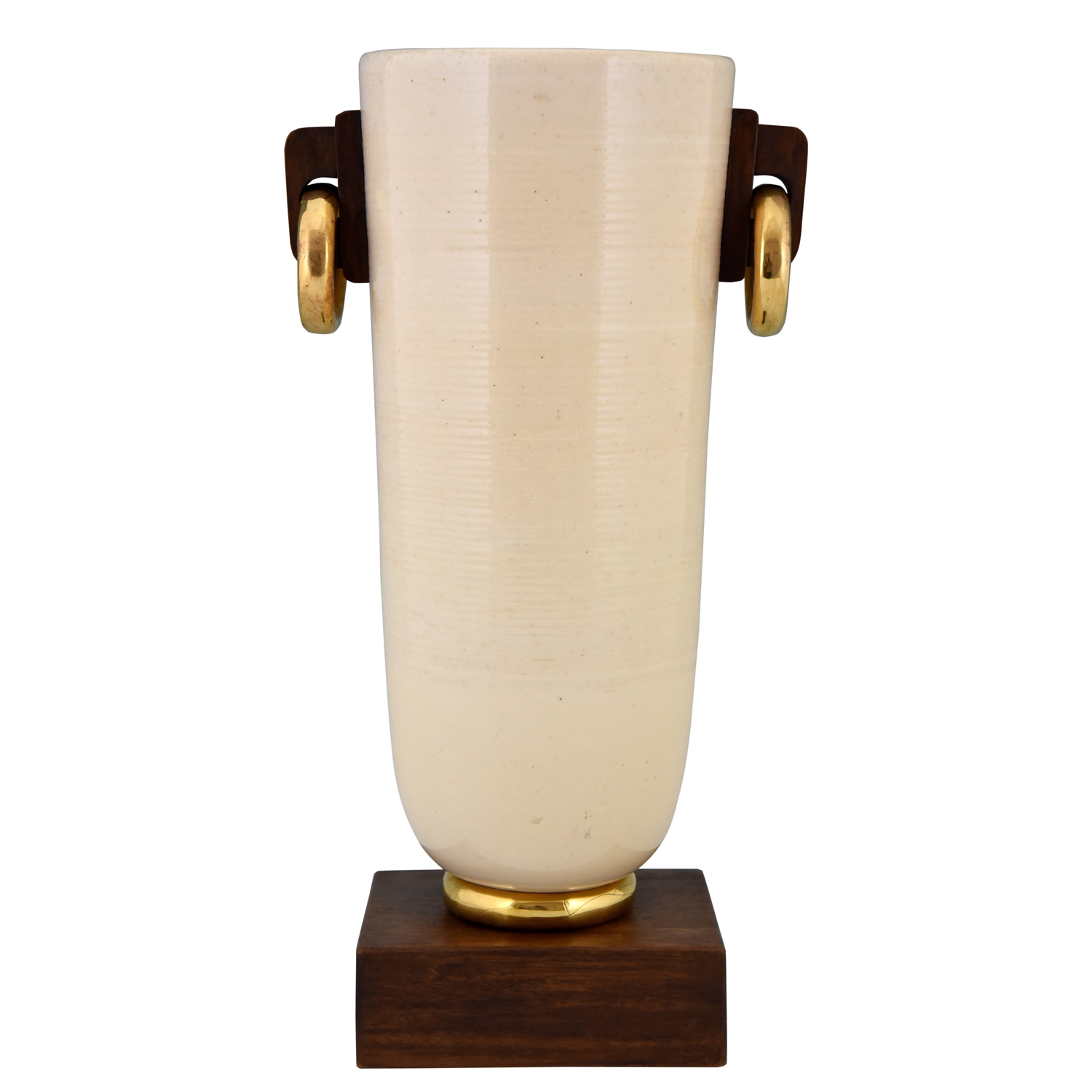 Vase Art Deco céramique et bois Vase Art Deco céramique et bois