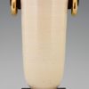 Art Deco ceramic and wood vase