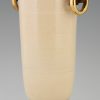 Art Deco ceramic and wood vase