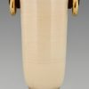 Art Deco ceramic and wood vase