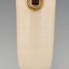 Art Deco ceramic and wood vase