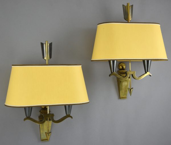 Vintage bronzen wandlampen met pijl