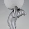 Art Deco bear lamp with crackle glass globe