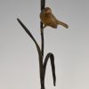 Art Deco Bronze Skulptur Vogel am Zweig