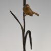 Art Deco sculpture en bronze oiseau sur une branche