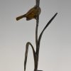 Art Deco sculpture en bronze oiseau sur une branche