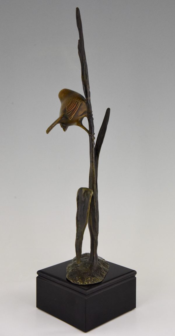 Art Deco bronze sculpture bird on a branch