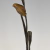 Art Deco sculpture en bronze oiseau sur une branche