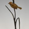 Art Deco bronzen sculptuur vogel op tak