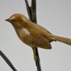 Art Deco bronzen sculptuur vogel op tak