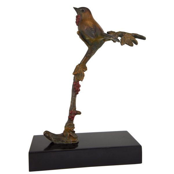 Art Deco Skulptur Bronze Vögel auf Zweig