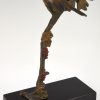 Art Deco Skulptur Bronze Vögel auf Zweig