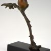 Art Deco bronzen sculptuur vogel op tak